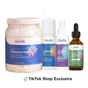 Life-Flo The Active Achiever Bundle with Magnesium Sport Roll On, Magnesium Flakes, Cooling Mist, and Liquid Iodine Plus