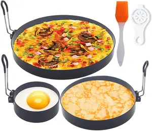 Stainless Steel Egg Cooker Set - 8" Omelette Ring, 6" Pancake Ring, 4" Griddle Egg Ring - Non-Stick  No brand