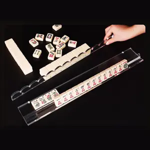 4PCS Acrylic American Mahjong Racks with Wave Pushers, Upgraded Sturdy & Convenient Mahjong Stand Holder Combo with Separate Pushers, Wave Pusher