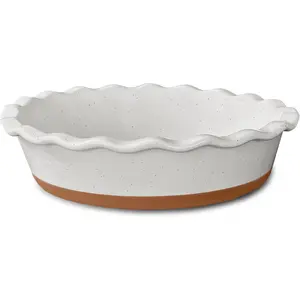 9 Inch Deep Fluted Ceramic Pie Pan for Baking, Porcelain Pie Dish Ideal for Apple Pie, Quiche, Pot Pies, Tart, Modern Farmhouse Style Pie Plate, Vanilla White