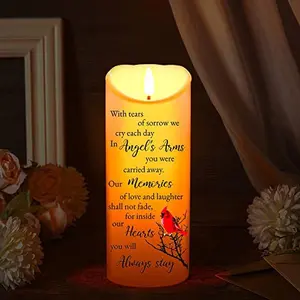 Memorial Candles Memorial Gifts LED Memorial Candles for Loss of Loved One Sympathy Flameless Candles Bereavement Gifts Battery Candles for Prayers (Retro Style, 3 x 8 Inch)