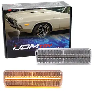 iJDMTOY Semi-Clear Lens 36-SMD Amber Full LED Front Bumper Side Marker Light Kit For Dodge 70s Charger Challenger Dart Coronet W/D Pickup Truck