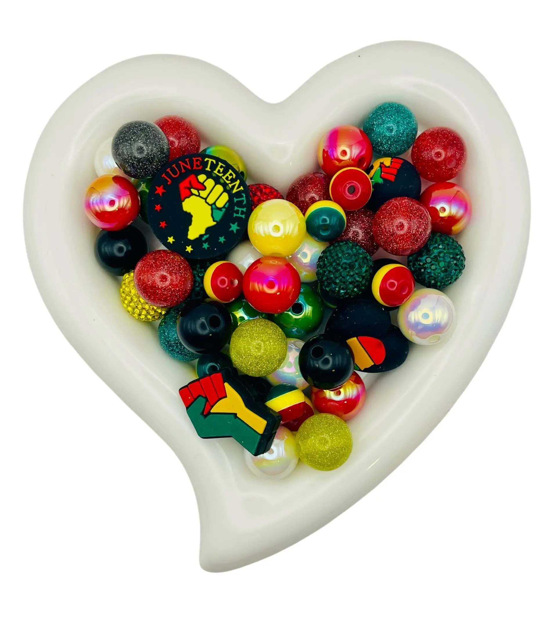 Juneteenth Bead Mix | Red Black Green Yellow Bracelet, Pen & Keychain Beads