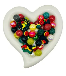 Juneteenth Bead Mix | Red Black Green Yellow Bracelet, Pen & Keychain Beads