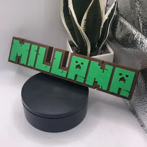 3d Printed MC Crafty Mines Name Plate I Personalized Desk Sign I Her His Gift I Kid's Room I Pigs I Streamer I Blocks I Gamer Tag I Custom
