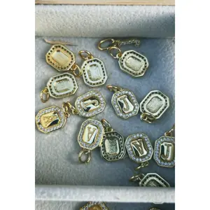 Gold Mini Initial Cz Charm