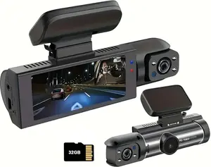 WHATOOK Dual Camera Dash Cam  for Cars, Driving Recorder with IR Night Vision, Loop Recording, Wide Angle Lens - 3.16 Inch IPS Screen,Parking Mode, Car Camera with 32GB TF Card