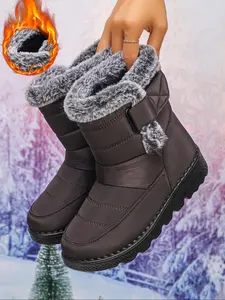 Women's Winter Snow Boots with Fur Lining, Warm Anti-Slip Waterproof Shoes, Comfortable Outdoor Non-Slip Booties for Cold Weather, Ankle Boots
