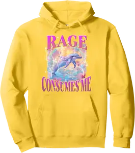 Rage Consumes Me Funny Meme Silly Dolphin Rainbow Pullover Hoodie - Ronniemu Shop 73B0DRSLM1M8
