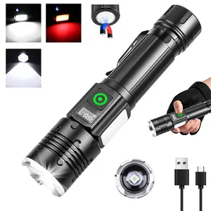 1PC Rechargeable Flashlights High Lumens, Super Bright LED Flashlight 9 Modes with Red Side Light, Magnetic, Clip on EDC Pocket Flash Light,COB Side Light for Camping, Hiking, Dog Walking Emergency