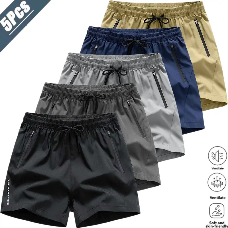 5-Pack Men’s Quick-Dry Breathable Sports Casual Shorts, American professional sports casual style, cool-touch breathable skin-friendly fabric that feels refreshing, wicks sweat and doesn’t feel sticky, elastic drawstring waistband that doesn’t squeeze or