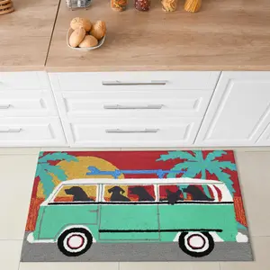 Lush Decor FRONTPORCH Indoor/Outdoor Hand Tufted Durable Area Rug - Transitional Coastal Animal Camping  (Beach Trip)