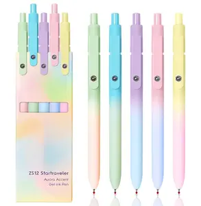Gel Pens 5 Pcs Medium Point 0.7mm Black Ink Smooth Writing Cute Pens for Women, Journaling, Note Taking, School & Office Supplies, Gradient Morandi