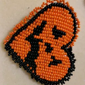 Beaded Pumpkin Heart Jack O Lantern Barrette for Women