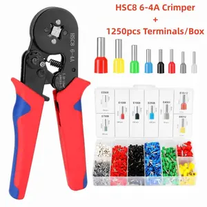 Cable crimping tool set HSC8 6-4A four-side crimping pliers with 1250pcs wire segment crimping terminal tool set for wire termination sleeve crimping pliers