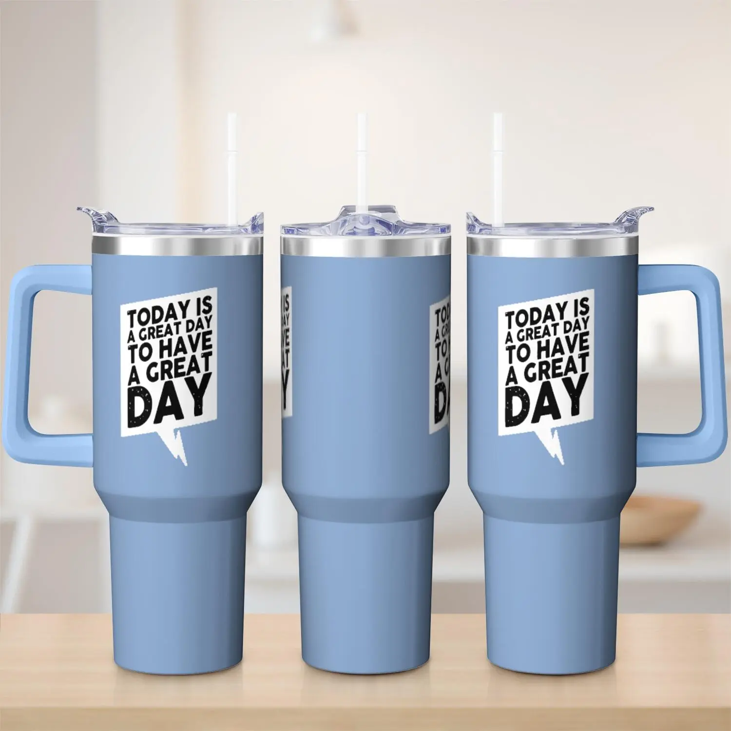 LHIEIAYH 40oz Classic Portable Insulated Vacuum Flask Water Bottle - Anti-Scalding, Leak-Proof, 7-12H Hot/Cold Retention, 'Today is a Great Day' Mood-Boosting Quote, Bonus Straw Set, Ideal for Commuting, Boosts Mood