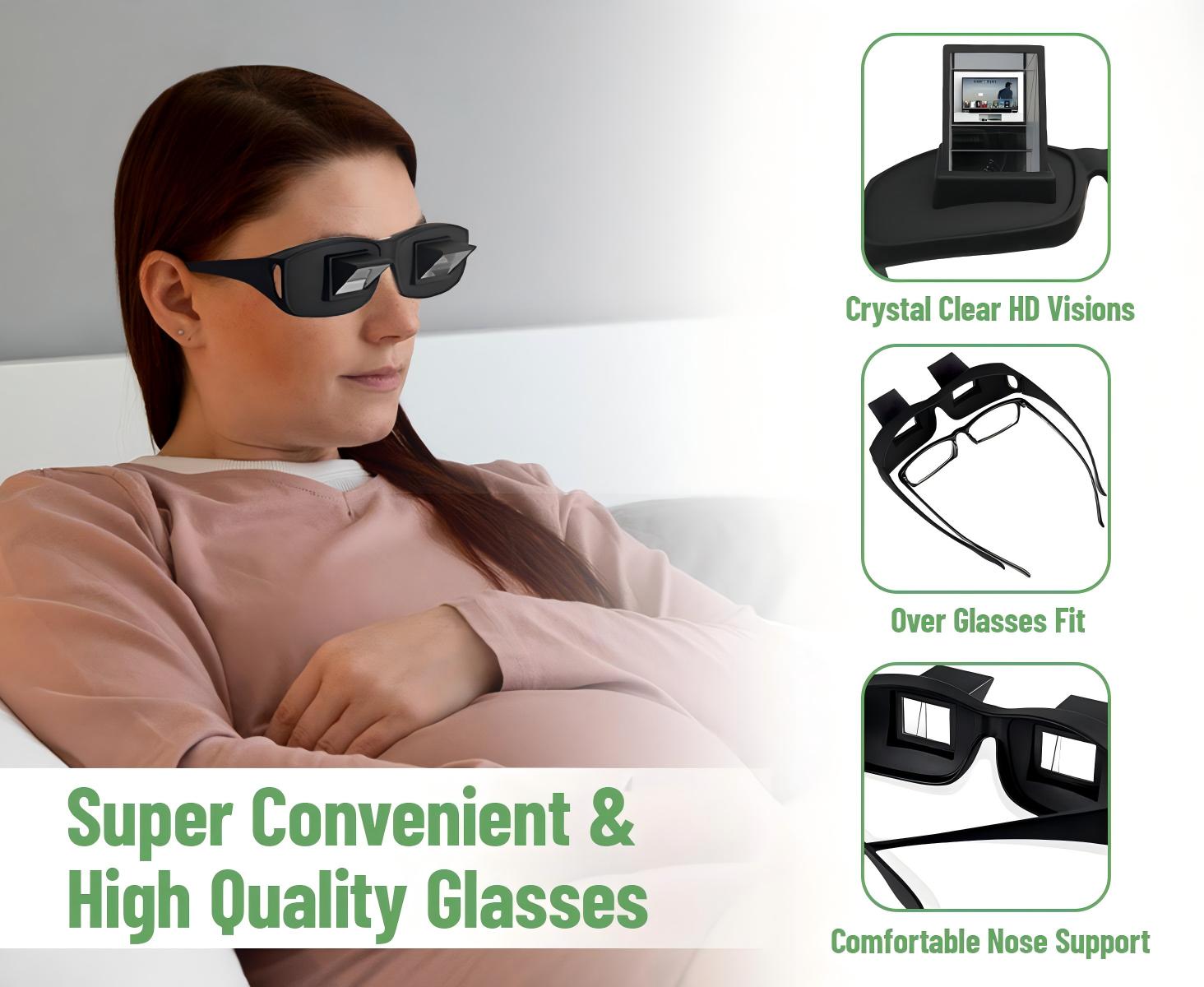 Lazy Spectacles Horizontal Glasses Bed Prism Glasses High Definition for Reading in Bed Neck Pain Relief Fits Over Prescription Adjustable Design Lightweight Resin Material Comfortable for Adults Boys Girls Lazy Spectacles Horizontal Glasses Bed Prism Glasses High Definition for Reading in Bed Neck Pain Relief Fits Over Prescription Adjustable Design Lightweight Resin Material Comfortable for Adults Boys Girls