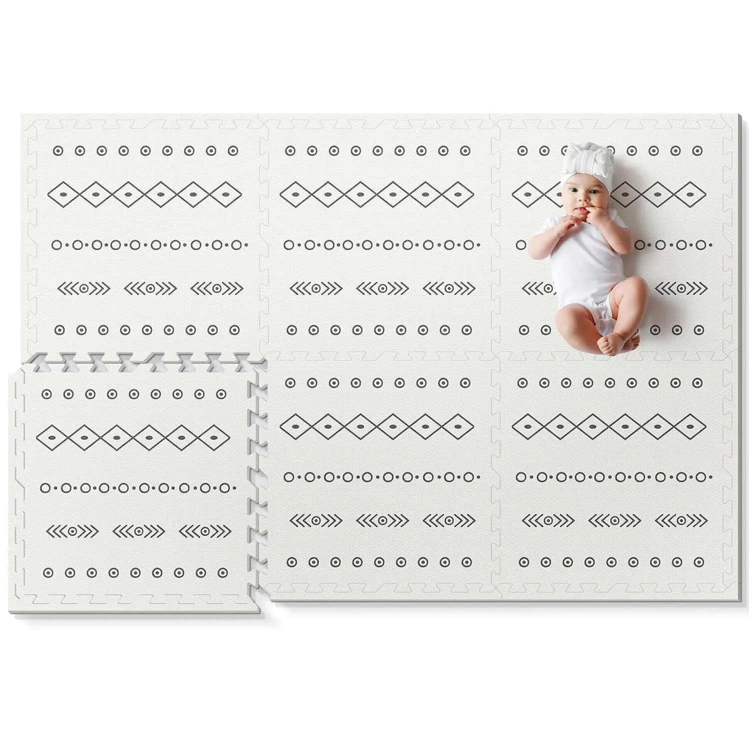 Bohemia Baby Foam Play Mat PIGLOG 72x48 Baby Crawling Mat with Interlocking Floor Tiles for Kids, Easy to Clean, Bohemia Design Playgym Mat Training Mats