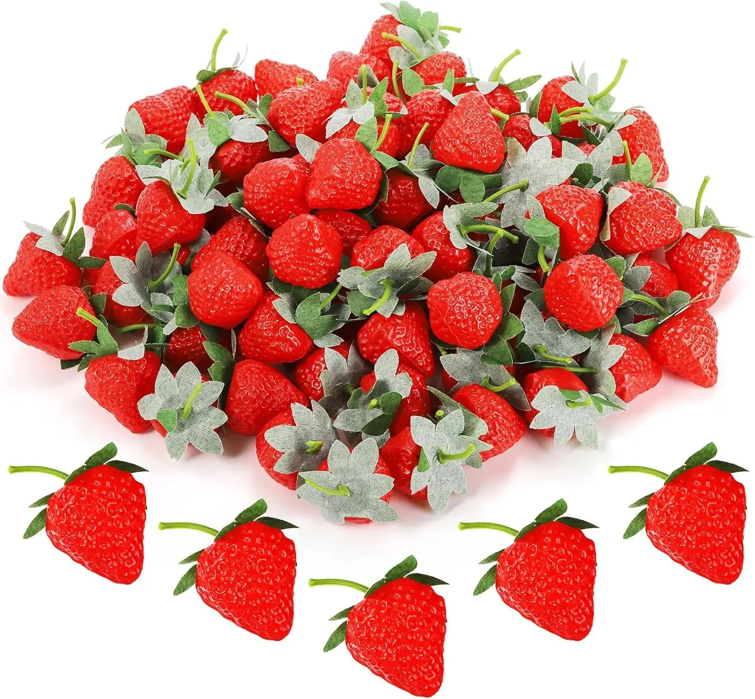 80 Pieces Artificial Lifelike Red Fake Strawberries, Realistic Decorative Fake Fruit for Home Kitchen Festival Party Photography Christmas Decoration