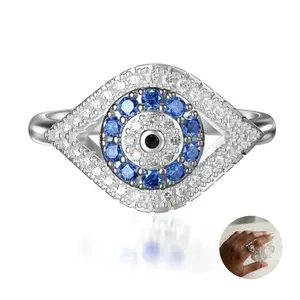Luxury Evil Eye Promise Ring for Girlfriend | Silver Aesthetic Cubic Zirconia Nazar Protection Ring | Waterproof Non Tarnish Y2K Crystal Statement Jewelry | Meaningful Anniversary Wedding Birthday Gift for Her Bestie TikTok Made Me Buy It
