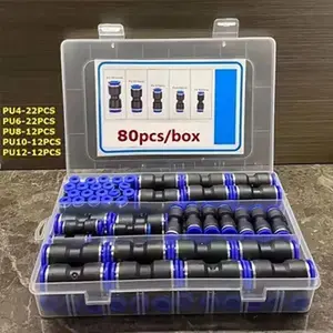 [Metal Quick Connect Fittings Kit] 80pcs Metal Quick Connect Air Compressor Hose Fittings Kit - Leak-Resistant, Universal Thread, Easy Installation - for 5/32 1/4 5/16 3/8 1/2 Inch Tube, Cap Connector Type