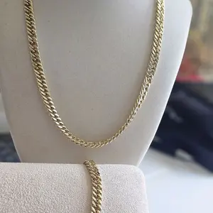 (C17) 14KGOLDPLATED   set 2 pieces  20 inch chain and 8 inch bracelet. XP  quality