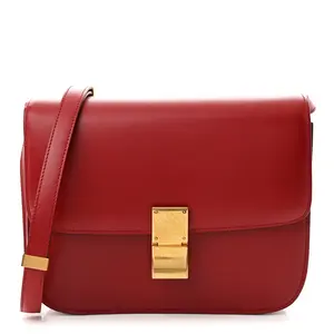 Pre-owned Celine Box Calfskin Shoulder Bags Medium Classic Box Flap Bag Red