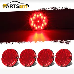 Partsam 4Pcs Red 7" Round Bus Stop Brake Tail Lights STT 17 LED Sealed LED Stop/Turn/Tail School Bus Light for Trucks Trailers Towing RVs Buses ATVs Utility Vehicles