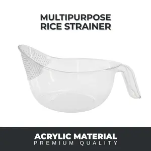 Clear BPA-Free Kitchen Strainer Bowl – Multipurpose Fruit, Pasta, Rice Washer with Handle for Food Prep & Salad Making