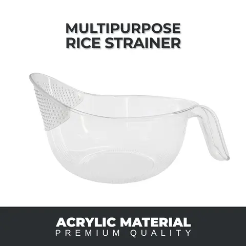 Clear BPA-Free Kitchen Strainer Bowl – Multipurpose Fruit, Pasta, Rice Washer with Handle for Food Prep & Salad Making