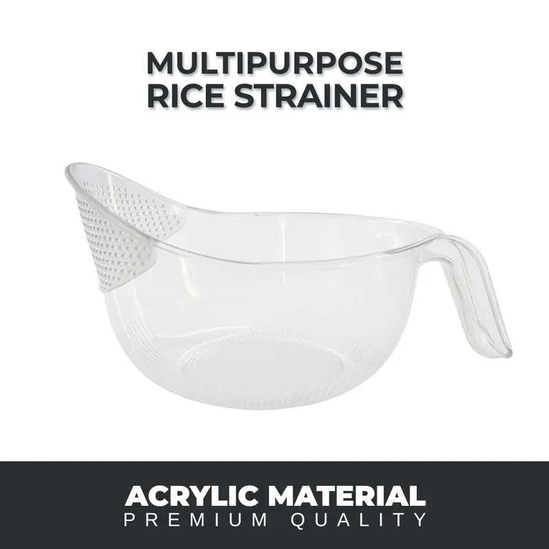 Clear BPA-Free Kitchen Strainer Bowl – Multipurpose Fruit, Pasta, Rice Washer with Handle for Food Prep & Salad Making