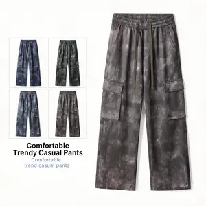 Men’s Lyocell tie-dye cargo pants with elastic waist, lightweight wide leg