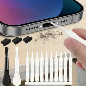 15-piece USB-C dust plug set, with keyboard cleaning brush, dust-proof port covers and nylon bristle cleaner, suitable for mobile phones and computers