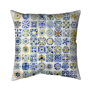 360 stand Decorative Throw Cushion - 5543-2626-PA7 Poly Twill, 26x26" Watercolor Moroccan Tiles Design, Vibrant Indoor/Outdoor Home Soft Furnishing, Size 26X26"