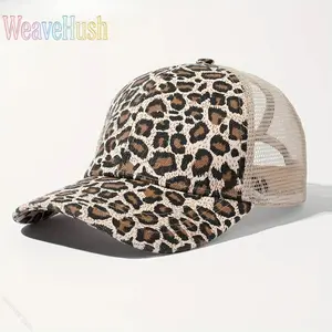 Women's Sexy Leopard Print Baseball Cap with Ponytail Hole, Trendy Messy Bun Baseball Hat, Sun Protection Adjustable Cap for Streetwear, Outdoor Leisure, Travel & Daily Casual Fashion