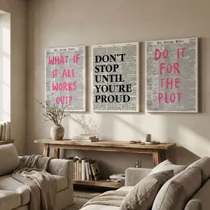 Set of Three High-Quality Canvas Prints, Framed Wall Art, Aesthetic Design, Modern Fashion Triptych, Inspirational Quotes, Home Decor, Bedroom Living Room