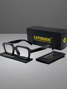 CATERSIDE One Pair With Packaging Retro Thick Frame Prescription Glasses Unisex Plastic Temples with CP Tips Designed for Travel Street Photography Party Music Festival and Other Scenes This Fashion Item Combines