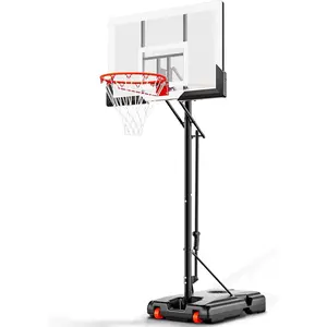 SPORT  Hoop 44 Inch Backboard Portable 4.8-10ft Height Adjustable Outdoor Goal System for Kids Youth Adults Backyard Courts Indoor playground basketball silky max basket