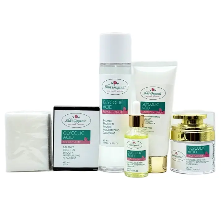 Glycolic Acid Skin Repair set with Citric Acid, fruit extracts. Acne Serum - For Acne Scars and Skincare Repair. Black heads mover, blemish exfoliate repairs pore shrinkage Radiant Smoother