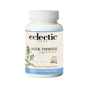 Eclectic Herb - Premium Freeze Dried Milk Thistle Capsules | Silymarin Supplement | Liver Support, Detox, Cleanse + Maintain | Vegan, Natural, Non-GMO, Gluten-Free (240 CT | 600 mg)