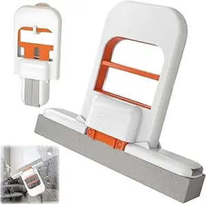 Mini Foldable Desktop Mop – Portable Self-Squeezing Handheld Sponge Mop for Wet & Dry Use on Kitchen Countertops, Glass, Bathroom & Car Interior (Orange)
