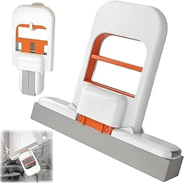 Mini Foldable Desktop Cotton Mop - Adjustable, Portable, Self-Squeezing Handheld Cleaning Mop for Wet & Dry Use on Kitchen Countertops, Car Interior (Orange)