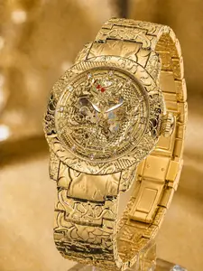 Men's Business Fashion Watch, Fashion Watch with Dragon Design, Trendy All-match & Exquisite for Birthday Gift with Box, Mechanical Style Watches