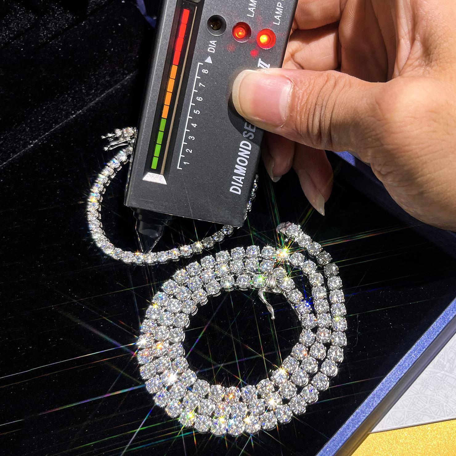 BXINY GRA Certified 3/4/5mm Moissanite Tennis Necklace   Silver Sparkling Lab Diamond for Women Men Hiphop Party Gift Jewelry