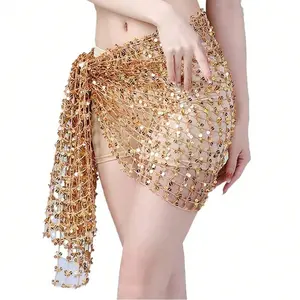 Women's Hollow Belly Dance Hip Scarf Women's Belly Dance Tassel Hip Skirt Clothing Accessories Sequins Skirt