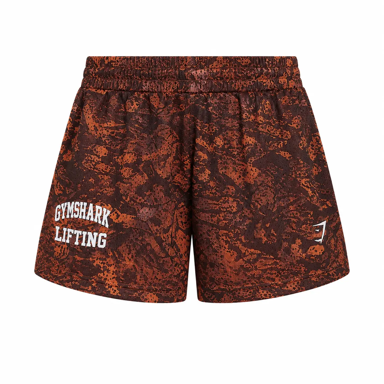 Gymshark Camo Orange Lifting Mesh 5" Shorts, Men's Athletic Gym Training & Workout Shorts