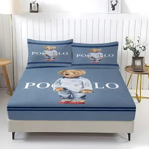 3-Piece Teddy Bear Bed Sheet Set (Including 1 Bed Sheet And 2 Pillowcases), Bedding Set, Bedsheet Sets, Suitable For Bedroom Decoration Of Teenagers, Children, Boys And Girls