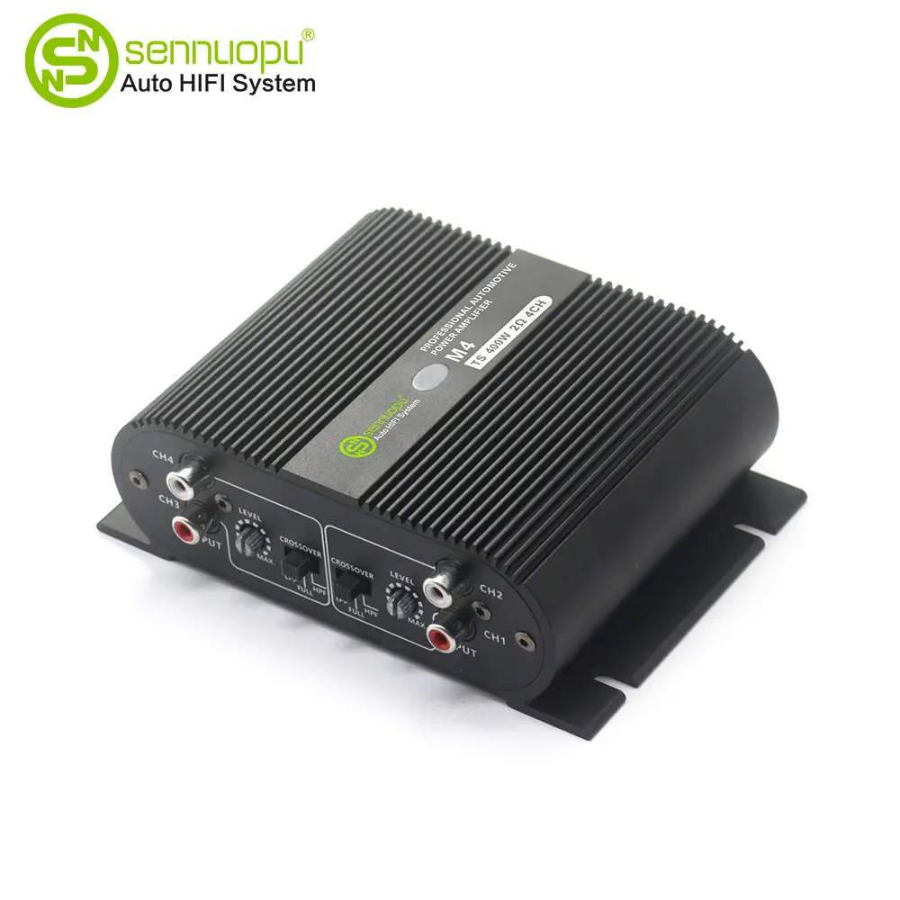 Sennuopu Class D Vehicle Amplifier - 12V/24V, 4-Channel, 400W Mini Audio Amplifier for Yacht, Car Stereo Upgrade System