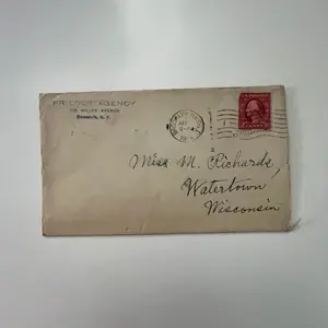 1914 Friends' Agency Envelope Brooklyn NY to M. Richards Watertown WI AI9-H5