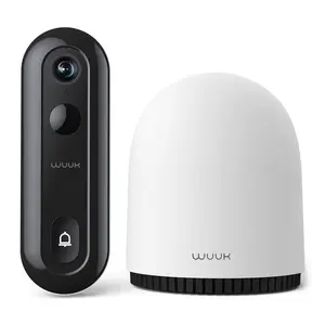 WUUK 2K Doorbell Security Camera, Wireless/Wired Video Doorbell, Homebase Supports Up to 8 Cameras, 2.4/5 GHz WiFi, 32G Local Storage